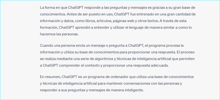 Captura de pantalla: ConsumoTIC pregunta a Chat GPT