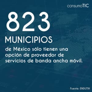 823 municipios de México sólo tienen una opción de proveedor de servicios de banda ancha móvil.